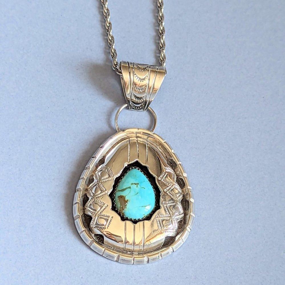 Turquoise Sterling Silver Pendant Necklace